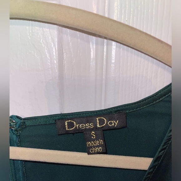 Women’s Hunter Green Mini Wrap Dress - Picture 6 of 9